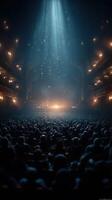 Audience mesmerized by a captivating performance in an elegant theater during an enchanting evening event photo
