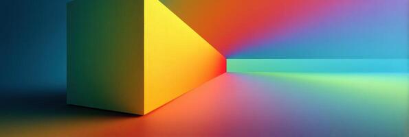 Colorful geometric shapes casting vibrant light in a modern artistic space during daytime photo