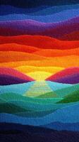 Vibrant sunset over layered hills creates a stunning display of colors at dusk photo