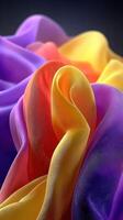 Vibrant colors blend harmoniously in soft flowing fabric creating an elegant visual at a close range photo