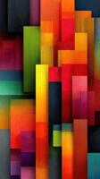 Colorful abstract composition showcasing vibrant geometric shapes and textures in a dynamic arrangement photo