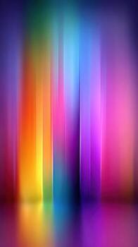Colorful light reflections create an abstract display of vibrant hues in a dimly lit environment during an artistic event photo