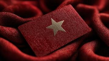 Flag design featuring a gold star on a red background laid on textured fabric, symbolizing pride and heritage photo