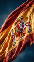 Spanish flag waving under a clear blue sky during a sunny afternoon photo