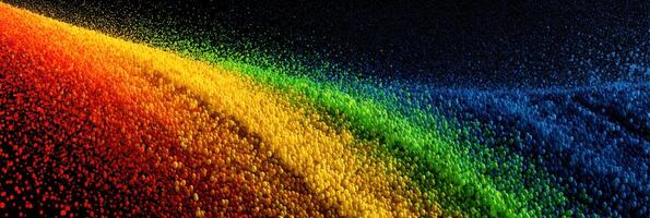 Colorful arrangement of small spheres creates a vibrant rainbow effect on a dark background photo