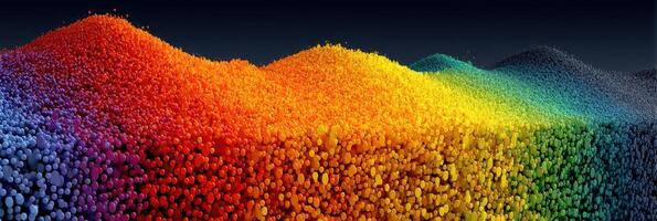 Vibrant colored spheres create a mesmerizing landscape of hues and patterns at nighttime photo