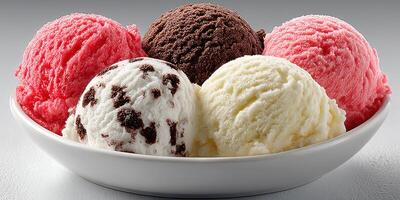 Colorful assortment of scoops in a bowl showcasing a variety of flavors and textures for dessert lovers photo