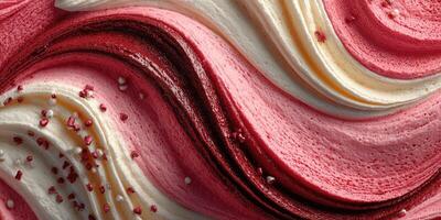 Colorful whipped cream art swirls with sweet accents in a dessert preparation setting photo