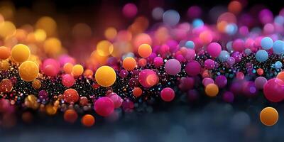 Vibrant display of colorful spheres on a dark background creating a captivating visual effect photo