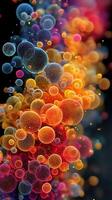 Colorful abstract spheres create a vivid visual experience with dynamic shapes and layers in detailed formations photo