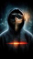 Lizard in a hoodie wearing glasses and headphones with a cosmic background at night photo