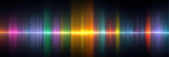 Colorful light spectrum reflected on a dark surface in a modern artistic display at night photo