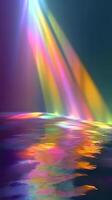 Colorful rays of light reflecting on the water surface create a mesmerizing view during twilight photo