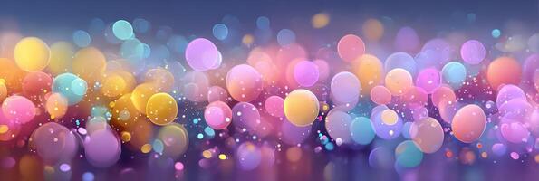 Vibrant abstract bokeh lights creating a colorful atmosphere for celebrations and joyful gatherings photo