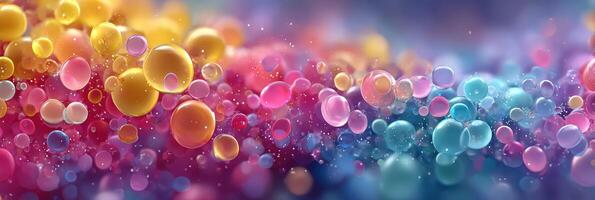 Colorful abstract bubbles floating in a dreamy multicolored background during a creative digital art session photo