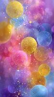 Colorful abstract background with glowing bubbles and soft gradients creating a dreamy atmosphere in vibrant hues of purple and pink photo