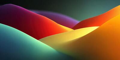 Colorful abstract landscape with flowing curves showcasing vibrant hues in a serene digital setting photo