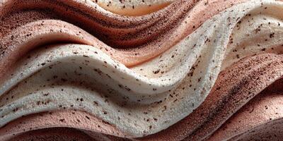 Swirls of creamy chocolate and vanilla ice cream display a beautiful texture in a close-up view photo