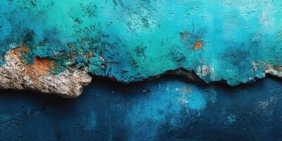Colorful textured wall with blue and turquoise shades showing wear and age in an urban environment photo