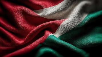 Hungarian flag waving with detailed fabric texture during a bright sunny day in Hungary photo