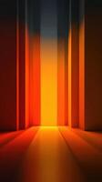 Vibrant gradient of orange and yellow hues illuminating a modern architectural space at sunset photo