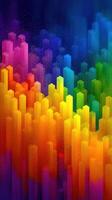 Colorful abstract skyline with vibrant bars representing sound and rhythm in a digital landscape photo