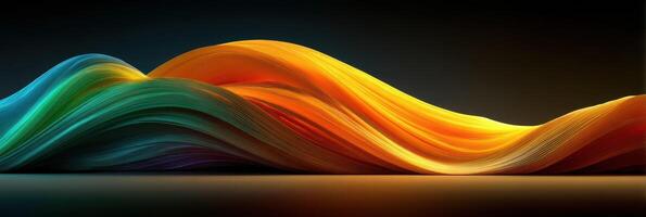Colorful waves of abstract art create a flowing visual experience in a dark setting photo