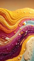 Colorful abstract painting with fluid textures and vibrant swirls creating a dynamic visual experience photo
