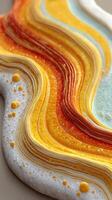 Colorful abstract pattern created with layers of vibrant paint showcasing warm hues and intricate details photo