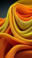 Colorful fabric folds create a stunning wave pattern in bright orange and yellow tones photo