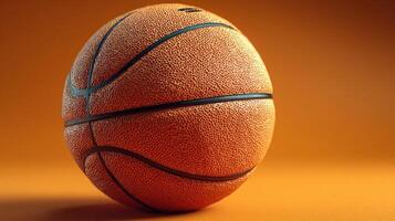 Basketball with textured surface resting on orange background in natural light photo