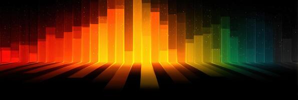 Colorful sound wave visualization representing music frequencies in a digital art style at nighttime photo