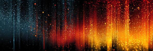 Light patterns create an abstract display of colors resembling fire and water droplets at night photo