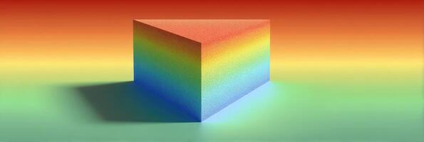 Colorful gradient cube displayed against a vibrant gradient background in a minimalist style photo