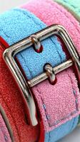Colorful fabric belt with metallic buckle showcasing vibrant design and craftsmanship photo