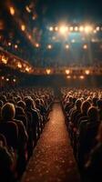 Crowd enjoying a live performance in a historic theater during an evening show photo