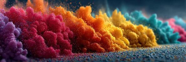 Colorful powders create a vibrant display on a textured surface during a creative art session photo