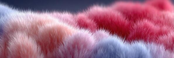 Soft pastel colored fluffy textures create a dreamy landscape in a close-up view of vibrant fibers photo