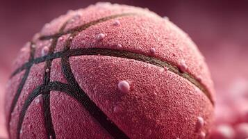 Colorful basketball with texture and droplets highlighting its surface during a creative artistic presentation photo