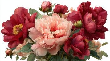 Vibrant bouquet of peonies showcasing various shades and textures in a floral arrangement photo