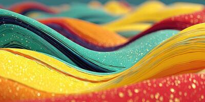 Colorful abstract waves of paper create a vibrant texture with sparkling details in artistic design photo