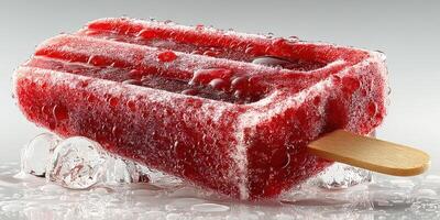 Refreshing frozen treat with icy texture placed on a bed of crushed ice in summer season photo