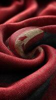 Textured fabric in deep red and black folds creates an elegant and rich visual experience in close-up view photo