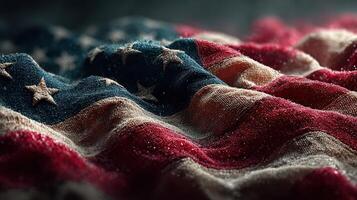 Waving American flag drapes softly in natural light creating a serene atmosphere photo