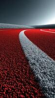 Creative abstract landscape featuring red and white textured patterns under bright light photo