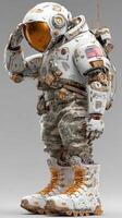 Robot astronaut saluting with intricate details and military-inspired design in a futuristic setting photo