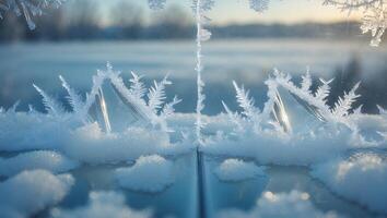 Observing Ice Crystals Forming in Winter Landscape at Early Morning photo