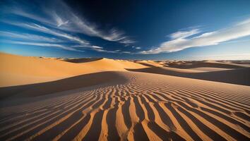 Sand Dunes Landscape with Dramatic Sky and Ripples in the Sand photo