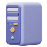 Modern 3d illustration of a purple computer tower with button control panel design png
