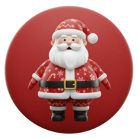 Festive 3d render of santa claus in red attire against a circular red background png